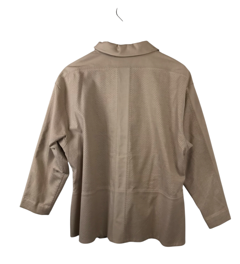 LAFAYETTE 148 AS IS PERFORATED SNAPS DESIGNER JACKET BEIGE XXLARGE