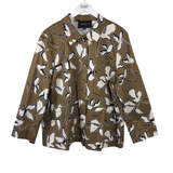 LAFAYETTE 148 FLORAL LONG SLEEVE DESIGNER BLAZER OLIVE CREAM XLARGE
