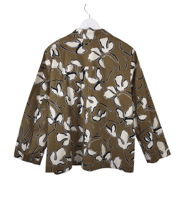 LAFAYETTE 148 FLORAL LONG SLEEVE DESIGNER BLAZER OLIVE CREAM XLARGE