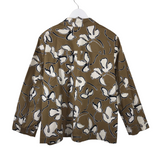 LAFAYETTE 148 FLORAL LONG SLEEVE DESIGNER BLAZER OLIVE CREAM XLARGE