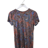 L'AGENCE TEE PRINT SHORT SLEEVE DESIGNER TOP BEIGE BLUE SMALL