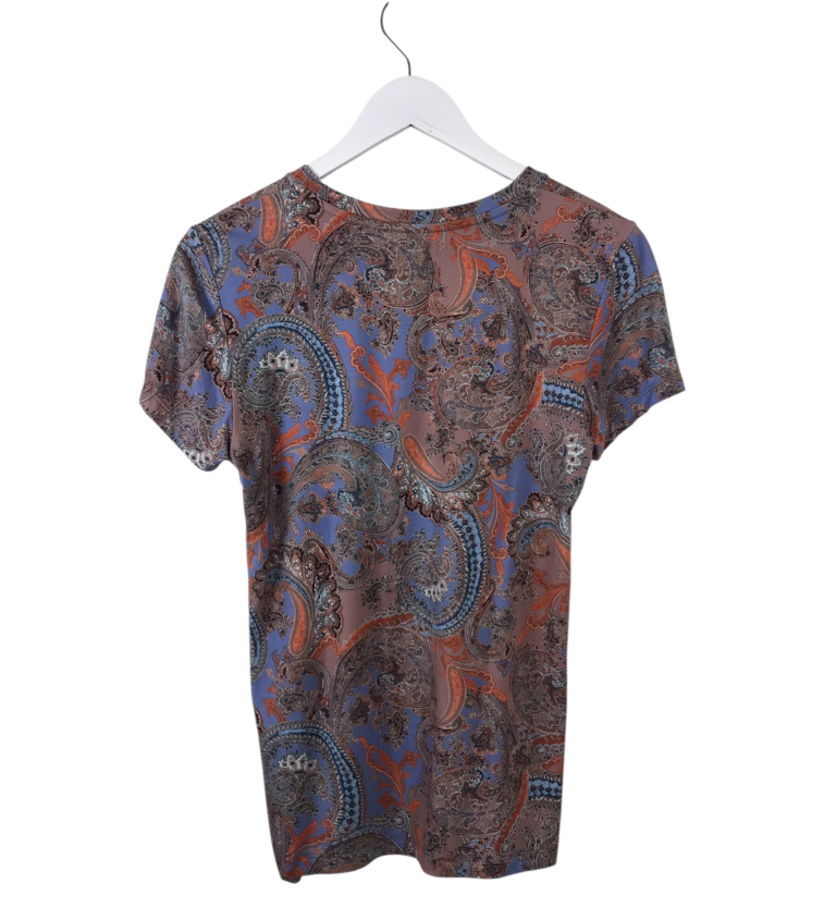 L'AGENCE TEE PRINT SHORT SLEEVE DESIGNER TOP BEIGE BLUE SMALL
