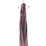 RAMY BROOK PRINT MAXI HALTER DESIGNER DRESS PINK BLUE S/M