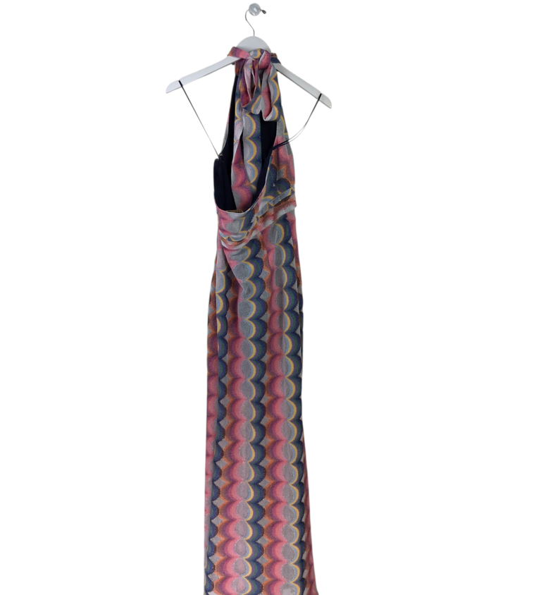 RAMY BROOK PRINT MAXI HALTER DESIGNER DRESS PINK BLUE S/M