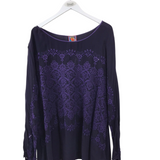 JOHNNY WAS EMBROIDERED DESIGNER TOP PURPLE 2X