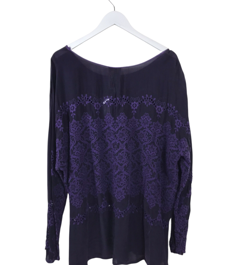 JOHNNY WAS EMBROIDERED DESIGNER TOP PURPLE 2X