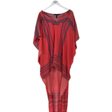 BCBGMAXAZRIA HI-LOW MAXI DESIGNER KAFTAN CORAL BLUE M/L