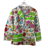 MOSCHINO JEANS FLORAL 3-BUTTON DESIGNER JACKET GREEN WHITE 10