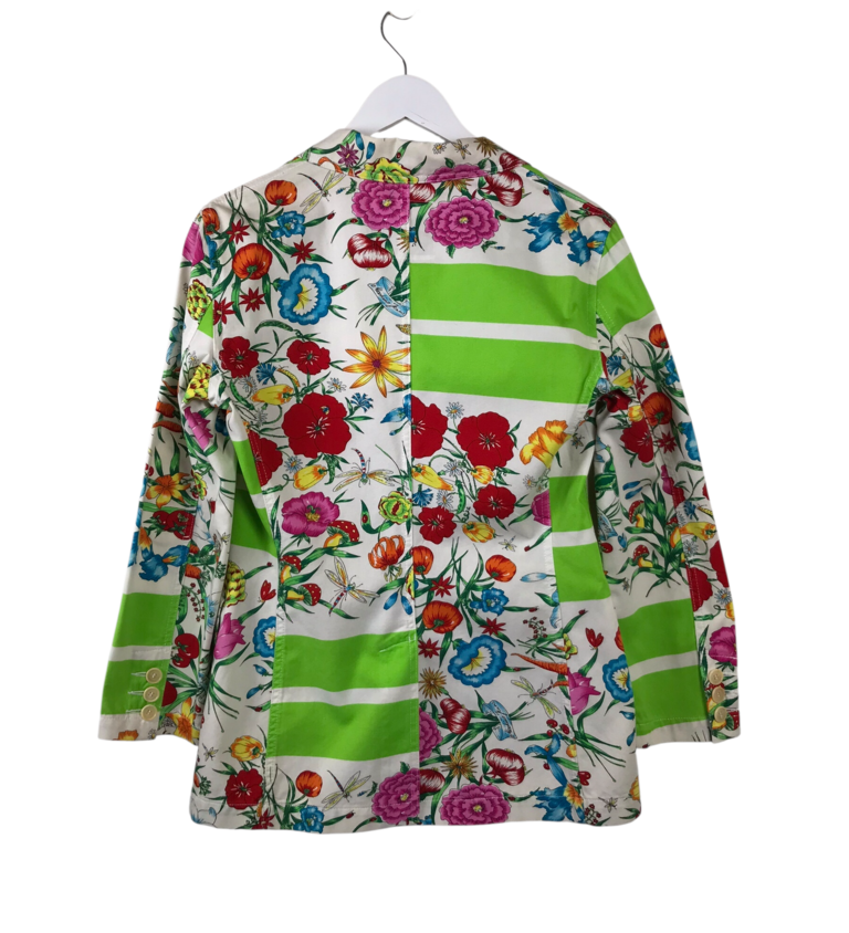 MOSCHINO JEANS FLORAL 3-BUTTON DESIGNER JACKET GREEN WHITE 10