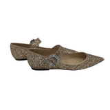 JIMMY CHOO "CHERI" GLITTER FLATS w/ CRYSTALS w/ BOX LUXE SHOES GOLD 40