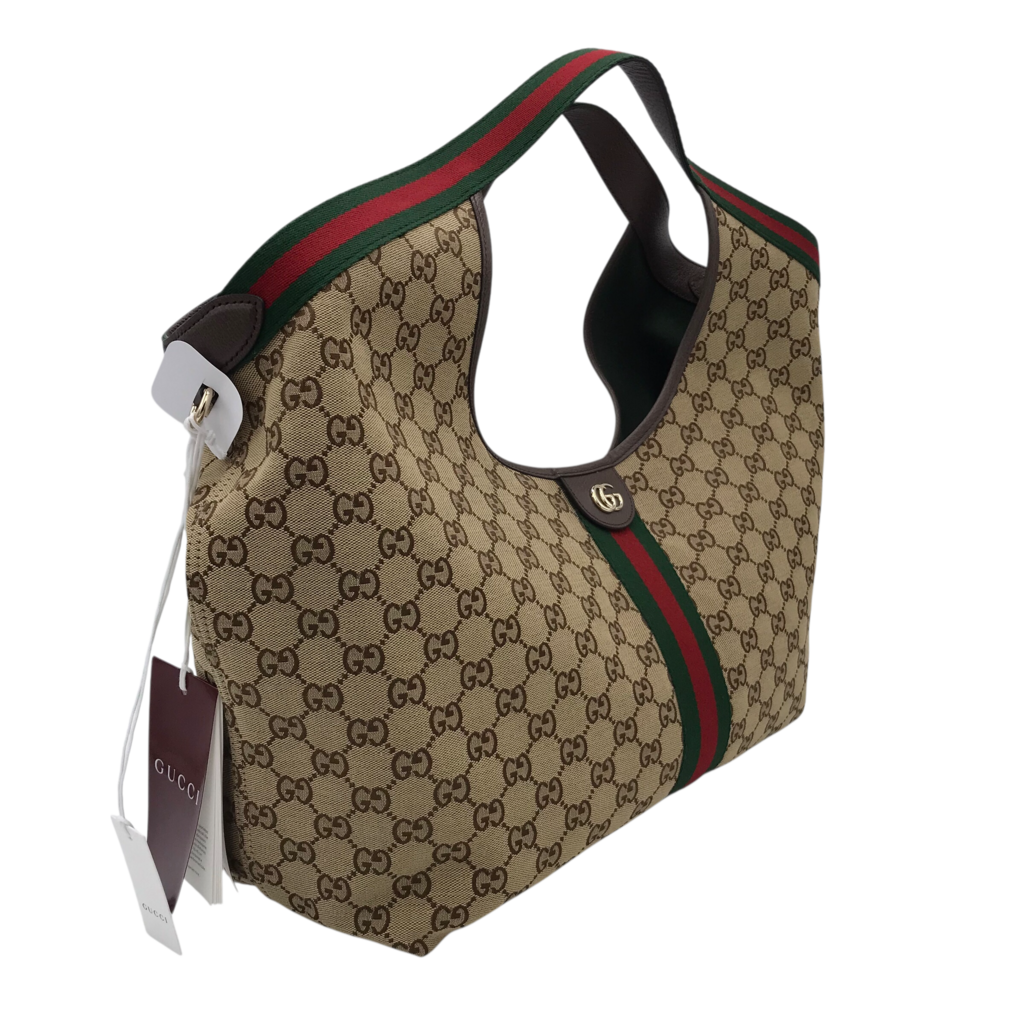 GUCCI RET $2250 GIGLIO LARGE TOTE w/ POUCH LUXE HANDBAG BEIGE