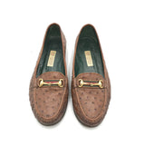 GUCCI VINTAGE OSTRICH LEATHER HORSEBIT LOAFERS LUXE SHOES BROWN 36.5