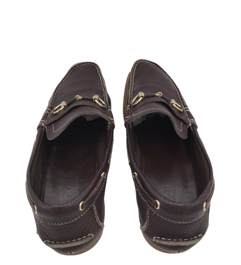 GUCCI LEATHER HORSEBIT DRIVING LOAFERS LUXE MEN SHOES BROWN 11