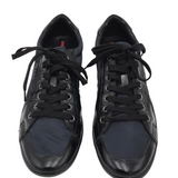 PRADA NYLON/PATENT LEATHER SNEAKERS LUXE MEN SHOES NAVY 12