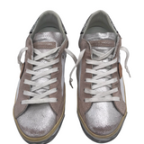 PHILIPPE MODEL RET$510 GLITTER LEATHER SNEAKER DESIGNER SHOES WHITE PINK 39