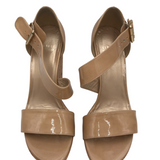 STUART WEITZMAN PATENT CORK WEDGE SHOES TAN 8.5