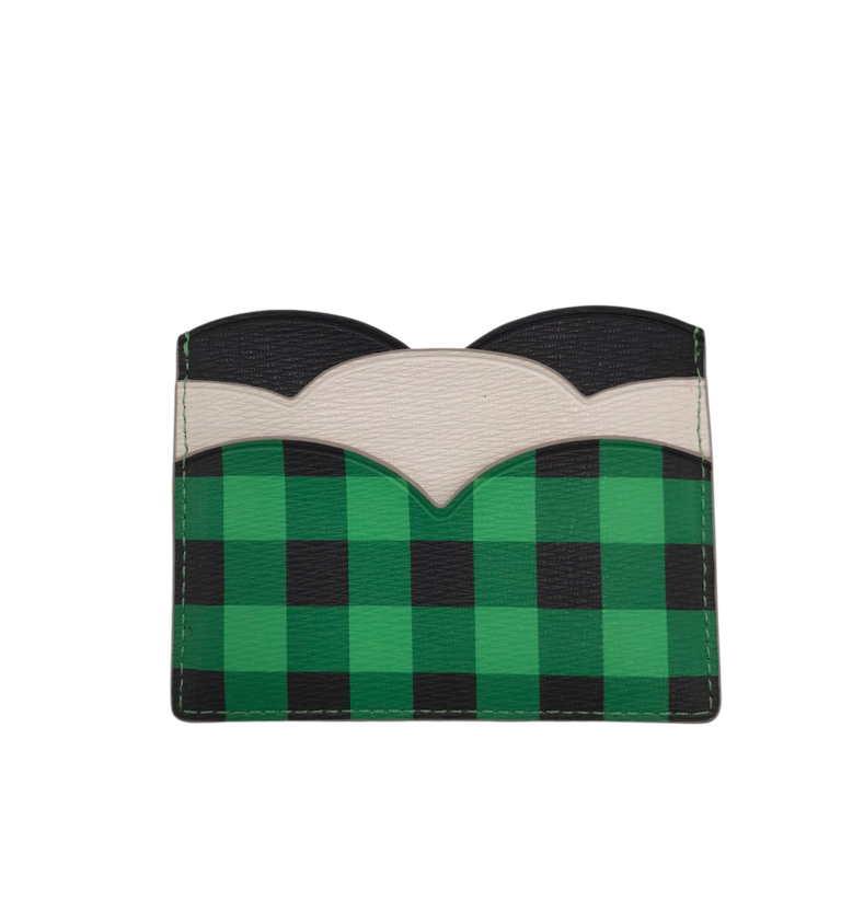 KATE SPADE SCALLOP CARD HOLDER WALLET GREEN BLACK