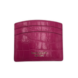 KATE SPADE CROC EMBOSSED CARD HOLDER WALLET PINK