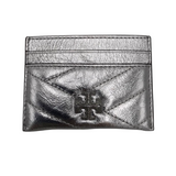 TORY BURCH QUILTED CARD HOLDER WALLET SILVER