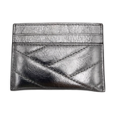 TORY BURCH QUILTED CARD HOLDER WALLET SILVER