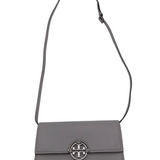 TORY BURCH NWT$328 PEBBLE LEATHER CROSSBODY HANDBAG GRAY SILVER 8L x 4.5H x 2W