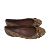 GUCCI GG BAMBOO HORSEBIT FLATS LUXE SHOES BEIGE 8.5