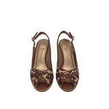 STUART WEITZMAN SLINGBACK WEDGE DESIGNER SHOES BROWN BLACK 7.5N