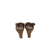 STUART WEITZMAN SLINGBACK WEDGE DESIGNER SHOES BROWN BLACK 7.5N