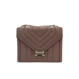 MICHAEL KORS CHAIN LINK QUILTED CROSSBODY HANDBAG MAUVE 9”x7”x3”