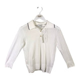 VINCE NWT$265 KNIT POLO 3/4 SLEEVE DESIGNER TOP WHITE SMALL