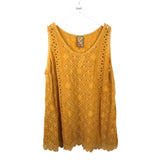 JOHNNY WAS EYELET SLEEVELESS DESIGNER TOP MUSTARD 1X