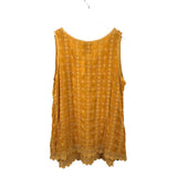 JOHNNY WAS EYELET SLEEVELESS DESIGNER TOP MUSTARD 1X
