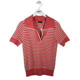 VINEYARD VINES NWT$128 CROCHET POLO SHORT SLEEVE TOP CORAL WHITE SMALL