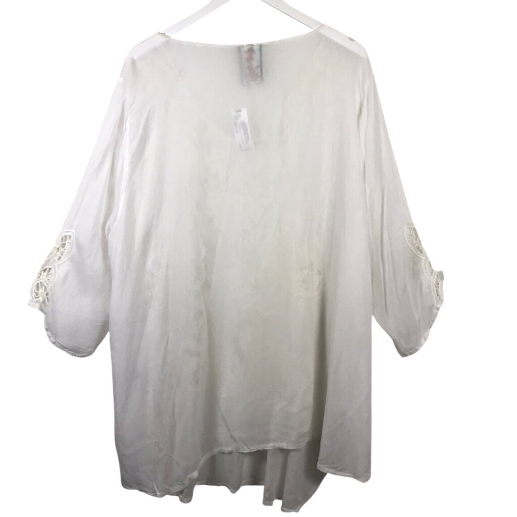 JOHNNY WAS EYELET LONG SLEEVE DESIGNER BLOUSE WHITE 2X