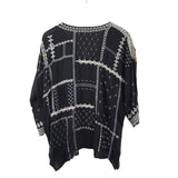 JOHNNY WAS EMBROIDERED 3/4 SLEEVE DESIGNER BLOUSE BLACK MULTI XXLARGE