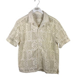 AEROPOSTALE CROCHET SHORT SLEEVE MEN SHIRT CREAM SMALL