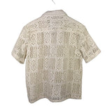 AEROPOSTALE CROCHET SHORT SLEEVE MEN SHIRT CREAM SMALL