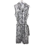 JOSEPH RIBKOFF DENIM PRINT SLEEVELESS DESIGNER DRESS WHITE BLACK 10
