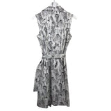 JOSEPH RIBKOFF DENIM PRINT SLEEVELESS DESIGNER DRESS WHITE BLACK 10