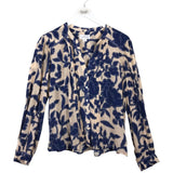 VELVET BY GRAHAM & SPENCER FLORAL LONG SLEEVE BLOUSE PEACH BLUE MEDIUM