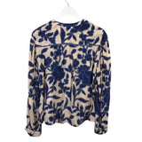 VELVET BY GRAHAM & SPENCER FLORAL LONG SLEEVE BLOUSE PEACH BLUE MEDIUM
