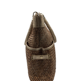 ELAINE TURNER WOVEN SHOULDER TOTE HANDBAG BROWN GOLD 15L x 13H x 4W
