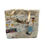 Spartina 449 NWT$158 TASSEL MAP HANDBAG BEIGE RED 18H x 12H x 6W