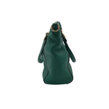 COACH "PRAIRIE" PEBBLE LEATHER SATCHEL HANDBAG GREEN GOLD