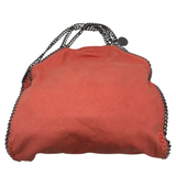 VEGAN SUEDE CHAINLINK TOTE LUXE HANDBAG ORANGE SILVER