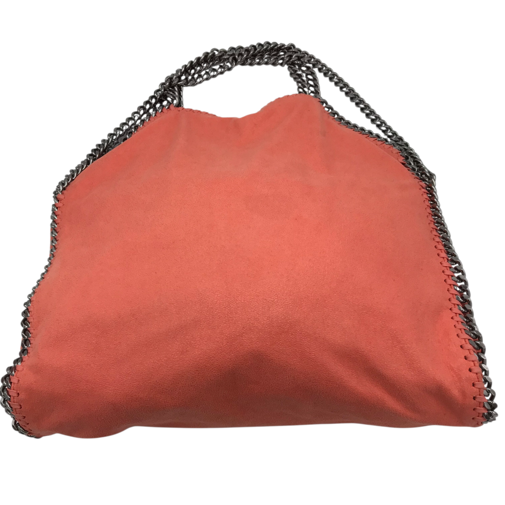 VEGAN SUEDE CHAINLINK TOTE LUXE HANDBAG ORANGE SILVER