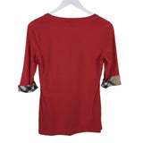 BURBERRY BRIT 3/4 SLEEVE DESIGNER TOP CORAL TAN SMALLP