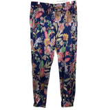 JOHNNY WAS SILK JOGGER DESIGNER PANT BLUE PINK MEDIUM