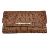 BRAHMIN RET$175 CROC EMBOSSED WALLET BROWN