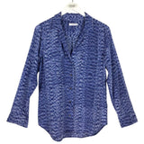 EQUIPMENT FEMME 100% SILK LONG SLEEVE DESIGNER BLOUSE BLUE MEDIUM